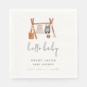 Hello Baby   Cute Boho Clothes Baby Shower  Napkin