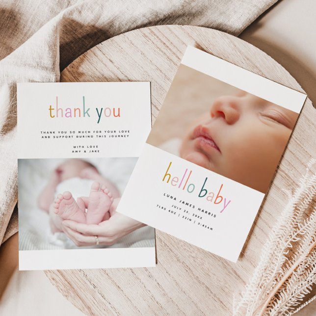 Hello Baby Cute Colorful New Baby Announcement (Creator Uploaded)