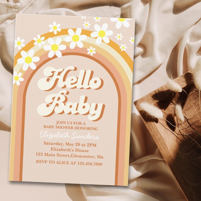 Hello Baby Cute Groovy Baby Shower Invitation (Creator Uploaded)