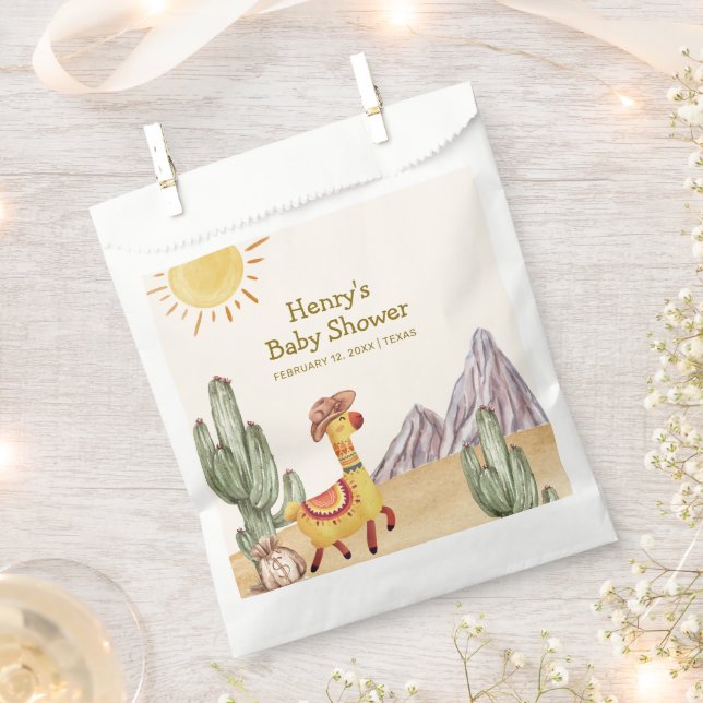 Hello Baby Desert Cactus Llama Cowboy Baby Shower Favour Bag (Clipped)