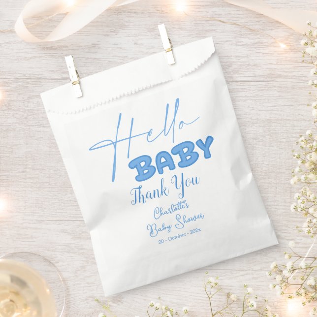 Hello Baby Elegant Baby Shower Favour Bag (Clipped)