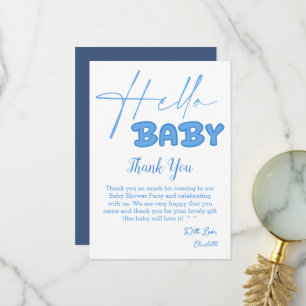 Hello Baby Elegant Baby Shower Thank You Card