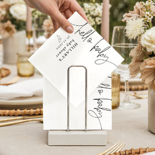 Hello Baby Elegant Calligraphy Baby Shower Napkin