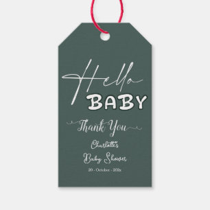 Hello Baby Elegant Dark Green Baby Shower Gift Tags