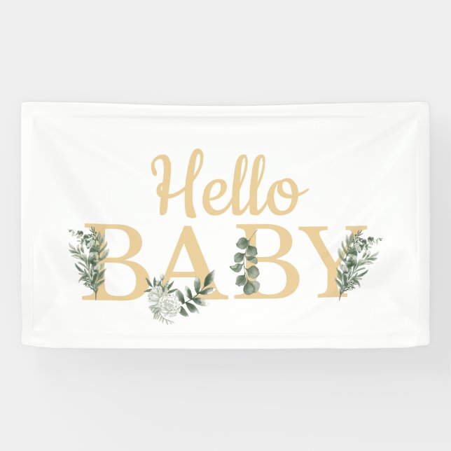 Hello Baby Eucalyptus Banner (Horizontal)