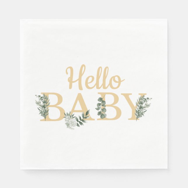 Hello Baby Eucalyptus Napkins (Front)