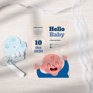 Hello Baby Face Shower Invitation
