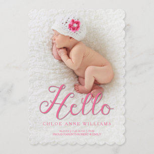 Hello Baby Girl Dream Birth Announcement Photocard