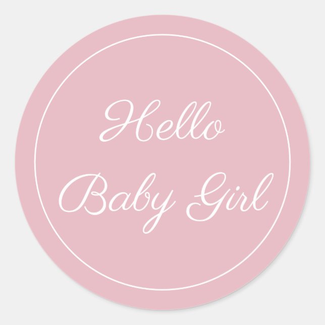 Hello Baby Girl New Baby Sticker (Front)