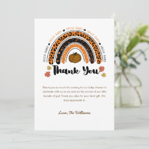 Hello Baby Girl Pumpkin Baby Shower Thank You Card