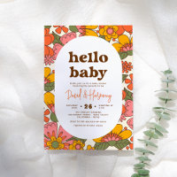 Hello Baby | Groovy Retro Flowers Boho Baby Shower