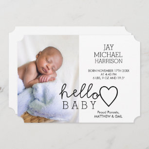 Hello Baby Heart Birth Announcement