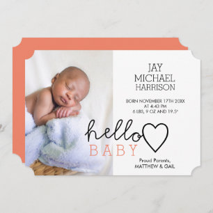 Hello Baby Heart Birth Announcement