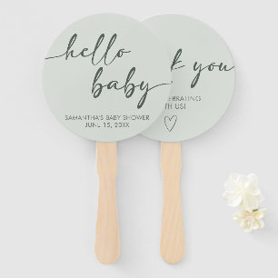 Hello Baby Minimalist Baby Shower Hand Fan