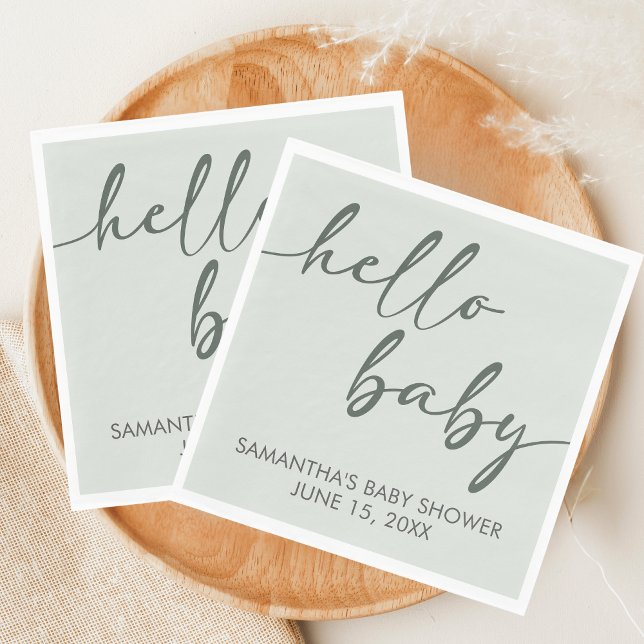 Hello Baby Minimalist Baby Shower Napkin (Hello Baby Baby Shower Napkin)