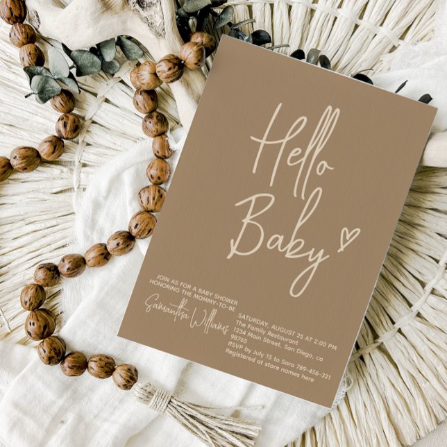 Hello Baby Minimalist Gender Neutral Baby Shower Invitation (Creator Uploaded)