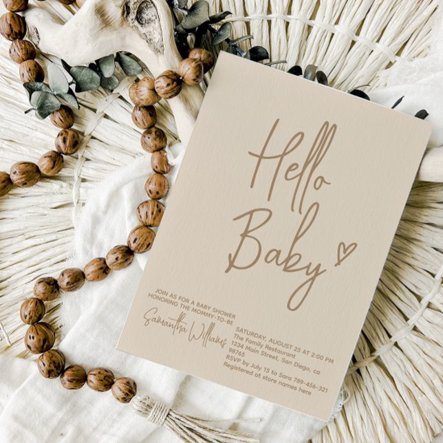 Hello Baby Minimalist Gender Neutral Baby Shower Invitation (Creator Uploaded)