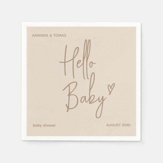 Hello Baby Minimalist Gender Neutral Baby Shower Napkin (Front)