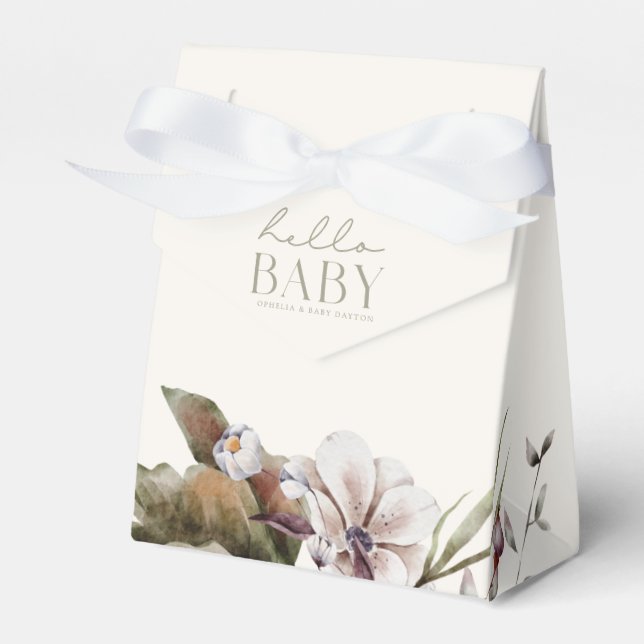 HELLO BABY | Minimalist Sage & Ivory  Favour Box (Front Side)