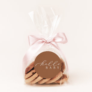 Hello Baby Minimalist Script Baby Shower Classic Round Sticker