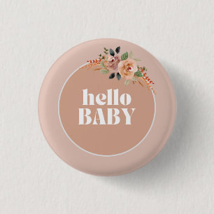 Hello Baby Modern Baby Shower badge button