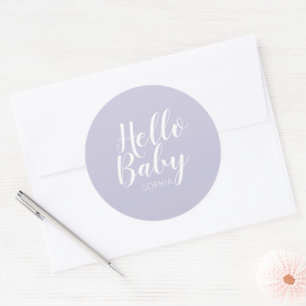 Hello Baby modern classic baby shower Round Sticker