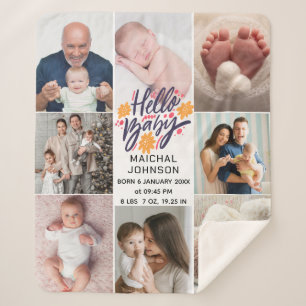 Hello Baby   Newborn Baby Birth Stats 8 Photos Sherpa Blanket