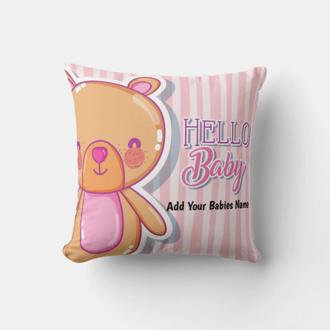 Hello Baby | Personalized Newborn Pillow (Front)