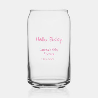 hello baby pink pastel baby shower name date trend can glass