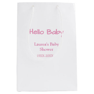 hello baby pink pastel baby shower name date trend medium gift bag