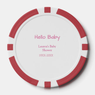 hello baby pink pastel baby shower name date trend poker chips