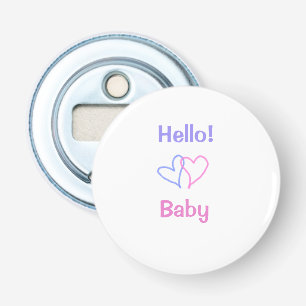 Hello baby pink purple heart name watercolor boho bottle opener
