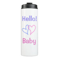 Hello baby pink purple heart name watercolor boho