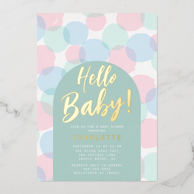 Hello Baby Polka Dots Baby Shower (Front)