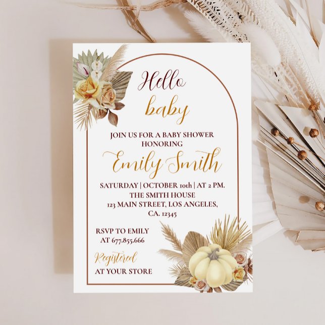 Hello Baby Pumpkin Baby Shower Invitation (Creator Uploaded)