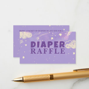 Hello Baby Purple Dream Diaper Raffle Baby Shower Enclosure Card