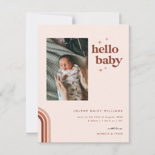 Hello Baby Retro Boho Birth Announcement