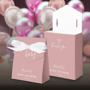 Hello Baby Shower Cute Heart Dusty Rose Pink Girl Favour Box