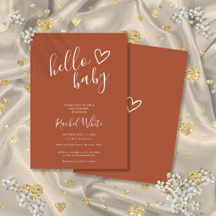 Hello Baby Shower Gender Neutral Boho Heart Invitation