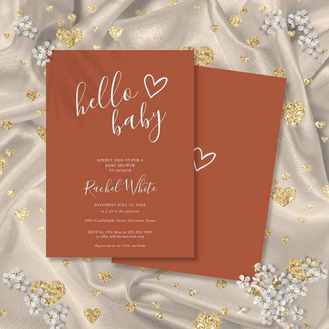 Hello Baby Shower Gender Neutral Boho Heart Invitation (Hello Baby Shower Gender Neutral Boho Heart Invitation)