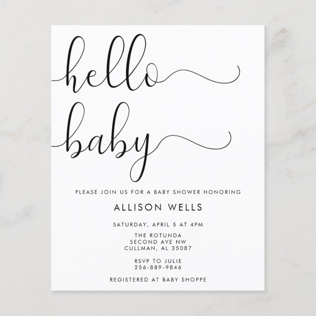 Hello Baby Shower Invitation (Front)