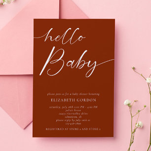 Hello Baby Shower Minimalist Copper Neutral Boho  Invitation