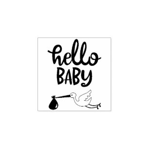 Hello Baby Shower Rubber Stamp