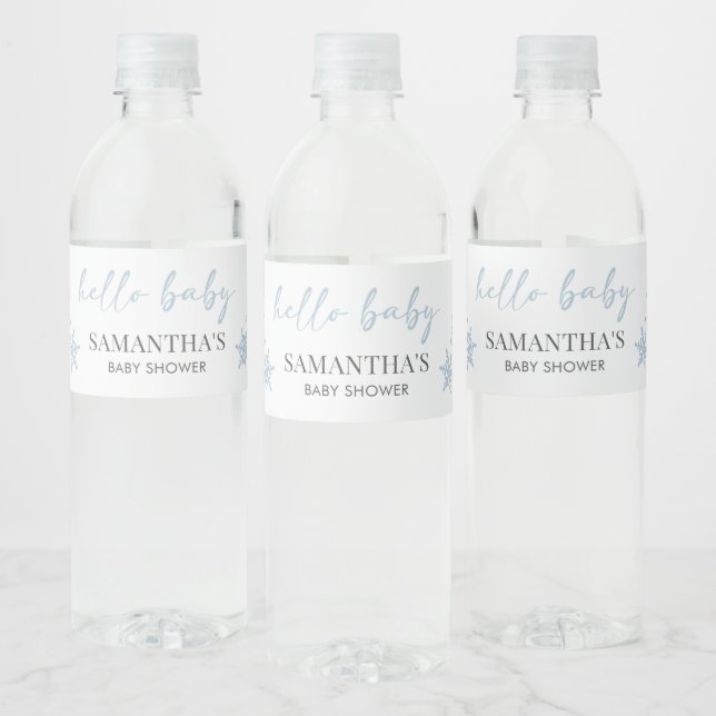 Hello Baby Shower Water Bottle Label (Bottles)