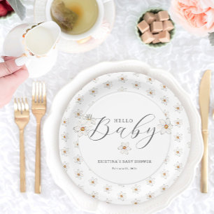 Hello Baby Spring Daffodil Baby Shower Paper Plate