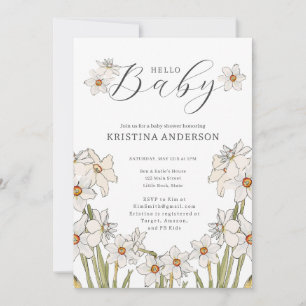 Hello Baby Spring Flowers Baby Shower Invitation