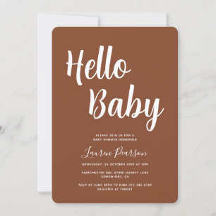 Hello Baby Terracotta Baby Shower Invitation