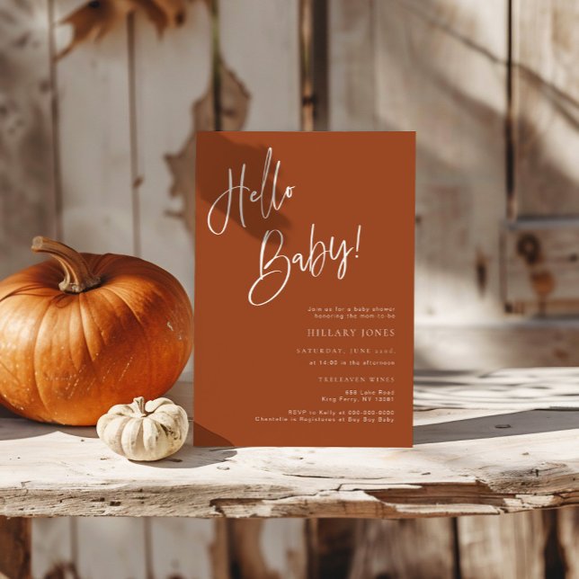 Hello Baby Terracotta Bohemian Baby Shower Invitation (Creator Uploaded)
