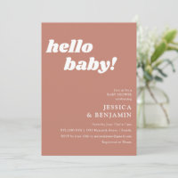 Hello Baby Terracotta Retro Bold Baby Shower