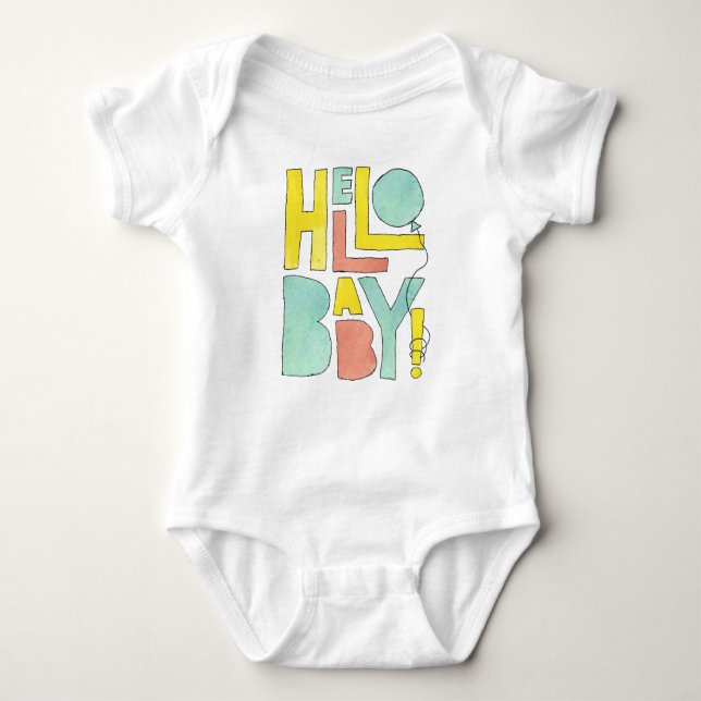 Hello Baby Welcome to Newborn New Baby Birth Bodysuit (Front)